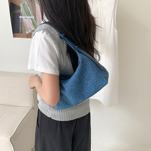 Sac Hobo en Denim de Coton avec Fermeture Éclair, Sac à Bandoulière Français, Sac Fourre-tout Décontracté Quotidien - Product Image 5