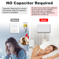 Interrupteur mural Tuya Zigbee 1 2 3 4 voies, avec ou sans neutre, sans condensateur, bouton-poussoir, compatible Alexa Google Home