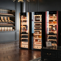 Armoire à cigares avec affichage de la température et de l'humidité constantes, vitrine en bois de cèdre pour le maintien de l'humidité du tabac et du vin