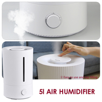 Humidificateur électrique à ultrasons à brume froide 5L avec commande par bouton pour chambre, bureau, maison, hôtel et camping-car - Fonctionnement silencieux