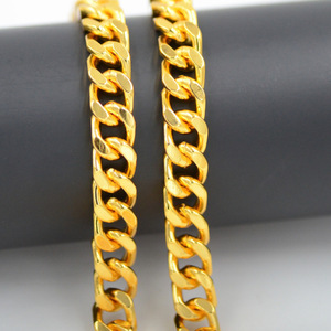 Colar Banhado a Ouro Mais Vendido, Corrente Cubana Lateral Plana de 8MM, Joia de Corrente Cubana Miami da Moda para Homens e Mulheres, Atacado - Product Image 6
