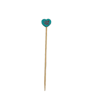 100pcs Brochettes de bambou en forme de coeur vert 12cm Buffet Fourchettes à fruits Desserts Bâtonnets de salade Fête d'affaires