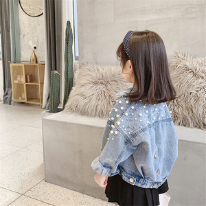Jaqueta Jeans com Pérolas para Meninas, Casacos de Moda, Roupas Infantis, Roupas de Outono para Bebês, Jaquetas Jeans Lbc - Product Image 2