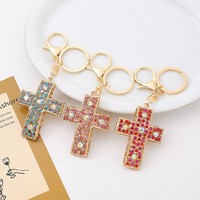 Porte-clés Croix avec Strass, Breloque de Sac Chrétienne, Porte-clés Verset Biblique, Porte-clés Jésus, Cadeau Inspirant pour Femmes