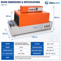 Machine de Tunnel de Rétraction Thermique Automatique sur Pied en Acier Inoxydable avec Bande en Maille pour Films PVC, POF, PP – Équipement d'Emballage Thermique