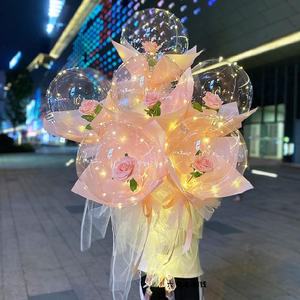 Globos Decorativos con Forma de Flor, Globos LED Reutilizables con Tiras LED, Ramo de Rosas Redondas Transparentes, Bola <span class=keywords><strong>Bobo</strong></span> - Product Image 2