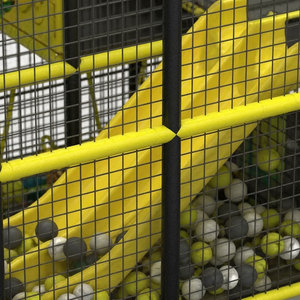 Aire de jeux intérieure en plastique avec structure jaune et panneaux géométriques colorés pour enfants - Product Image 6