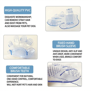 Guante de Masaje de Cinco Dedos y Cepillo de Baño para Perros y Gatos, Herramienta de Aseo Plegable, Impermeable, de Plástico Suave (Azul/Rosa) - Product Image 3