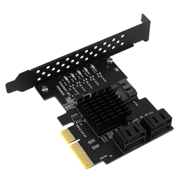 TISHRIC PCIE 4X to 5 Sata 3.0 Ports Controller Board Expansion Card PCI-Express Slot 4x 8x 16x SSD Adapter