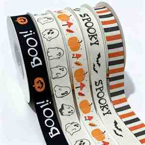 Cinta de Algodón Estampada de Halloween de 1.5cm, Resistente, para Bolsas de Dulces y Envoltura de Regalos, 10 Yardas por Rollo - Product Image 1