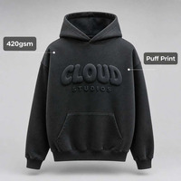 Sweat-shirt à capuche en molleton épais 420 g/m² de qualité supérieure, personnalisable avec logos, coupe ample, style streetwear, couleur unie