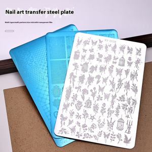 Templat Transfer Gel pola kotak-kotak pelat cetak kuku baja tahan karat terinspirasi renda Prancis - Product Image 3