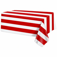 Nappe de table rectangulaire moderne en plastique jetable, rayée rouge et blanche, imperméable, pour fêtes, mariages et événements en plein air