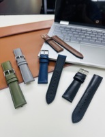 Bracelet de montre de qualité supérieure, rembourrage durable, 20 mm, doublure en caoutchouc FKM, cuir de veau italien, boucle à ardillon, bords brossés à la main, Ming Fung