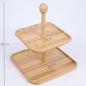 <strong>2</strong> <strong>Tier</strong> Buffet Display Bread <strong>Stand</strong> Wood Cupcake <strong>Stand</strong> Dessert Display <strong>Stand</strong> Bamboo Fruit Serving Tray - Product Image 2