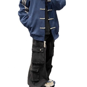 Chaqueta Bomber con Hebilla <span class=keywords><strong>de</strong></span> Estilo Chino, para <span class=keywords><strong>Hombre</strong></span>, Primavera-Otoño, Moda Retro, Cuello Alto, Exterior <span class=keywords><strong>de</strong></span> Poliéster, Diseño <span class=keywords><strong>de</strong></span> Corazones - Product Image 3