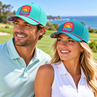 Casquette de golf personnalisée Performance avec patch PVC imprimé, dessous de casquette perforé au laser, couronne perforée, casquette ajustable à fermeture snapback