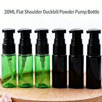 Bouteille en plastique PET de 20 ml à épaule plate et col de 18 mm avec bouchon complet et pompe à poudre en PP à bec de canard pour échantillons et lotions