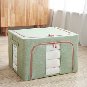 Cotton Linen Classic Design Standing Type Storage Box Rectangle Foldable Clothing Organizer Thickened Steel Frame <b>Large</b> Size - Product Image 3
