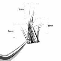 Extensions de cils auto-adhésives faites à la main, faux cils 3D volume, faciles à poser soi-même, naturelles, longues, volumineuses, réutilisables, douces et légères, 12 rangées