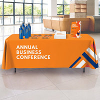 Housse de table pliante personnalisée en polyester recyclé écologique, imprimée recto-verso, pour événements festifs, promotion de marque et salons professionnels