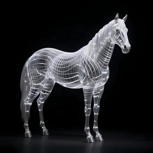 Sculpture de cheval en métal soudé grandeur nature 3D grillage Art Animal <span class=keywords><strong>jardin</strong></span> cour décoration de noël - Product Image 1