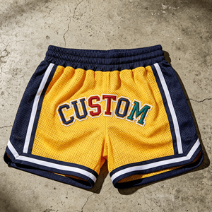 Custom Fashion Men's Vintage Board Shorts 100% Polyester Mid Waist Breathable <b>Elastic</b> Waist Basketball Shorts - Product Image 4