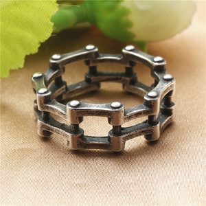 Men's <b>Titanium</b> Steel Motorcycle <b>Chain</b> Ring Retro Punk Style Geometric Hollow Jewelry Gift - Product Image 3
