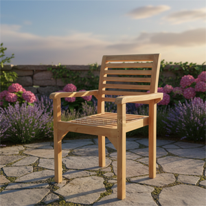 Chaise de salle à manger légère et élégante, design italien moderne minimaliste, confort supérieur, bois de teck massif, forme pour hôtel, parc - Product Image 5