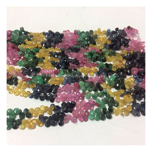 Cuentas de Piedra Natural Certificadas IGI de Calidad Premium: Esmeralda, Zafiro y Rubí Facetadas en Forma de Pera y Briolette de 3mm, 4mm y 5mm - Product Image 1