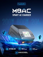 Cargador/Descargador Inteligente con Balance ToolkitRC M8AC AC 200W DC 600W 20A, Probador de Señales PWM PPM SBUS, Tipo-C 65W para Drones FPV