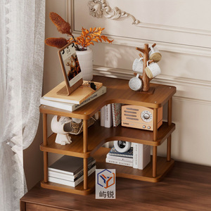 Corner <b>Desktop</b> Storage Rack Multi Layer Wood Organizer For Office Desk And Kitchen Use - Product Image 3