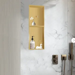 Colorful Mirror Polished SUS304 Anti-Rust Shampoo Toiletry Storage 2 Layer TV Wall Niches Bathroom Accessories Wall Niches