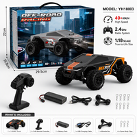 Voiture RC 4x4 haute vitesse 1:18 2,4 GHz, buggy tout-terrain télécommandé entièrement proportionnel avec barre anti-basculement, câble USB YH18003 80m