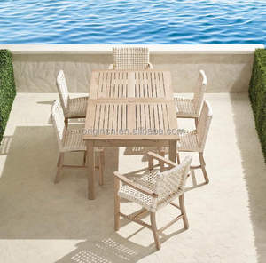 ชุดโต๊ะรับประทานอาหารกลางแจ้งสไตล์นีโอคลาสสิกสุดหรู 6-8 ที่นั่ง ทำจากไม้และหวายเทียม งานแฮนด์เมด - Product Image 3