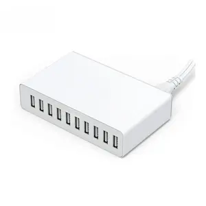 60W 12A 10 porte USB Tablet Computer Smart Phone Smart Multi Charger dispositivo di ricarica rapida bianco, per uso domestico