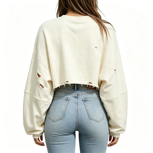 Felpe Oversize Personalizzate per Donne, Larghe e Corte, 100% Cotone, Manica Lunga, Vendita all'Ingrosso, Abbigliamento Primaverile Femminile - Product Image 2
