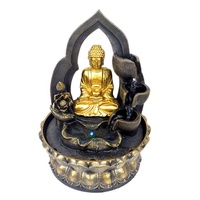 Décoration de Table intérieure, fontaine d'eau, bouddha, Fengshui, résine, décoration de la maison, bouddhisme avec lumière Led, décoration mélodieuse