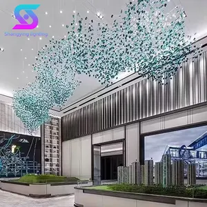 Engineering Customized Lamp Glass Luxury LED Decoration Show Room Big Hotel Lobby Crystal Custom Modern Glass Chandelier Light