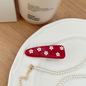 Новая заколка для волос YJL в корейском стиле, треугольная, из ацетата, цвета желе, с цветочным узором, для девочек, заколка-«уточка», милая, стильная, для челки - Product Image 4