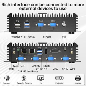 คอมพิวเตอร์อุตสาหกรรมแบบตั้งโต๊ะไร้พัดลม Core I7-5500U 2.4-3.0GHz <span class=keywords><strong>Windows</strong></span> <span class=keywords><strong>10</strong></span> <span class=keywords><strong>Pro</strong></span> พอร์ต LAN คู่ ตัวเครื่องโลหะทั้งหมด แรม 8-32GB มีสินค้าในสต็อก - Product Image 6