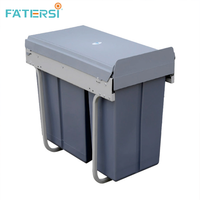 Poubelle coulissante sous évier 30L noire à fermeture douce, amovible pour îlot de cuisine, meuble bas et garde-manger