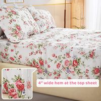 Parure de Draps de Lit en Coton Imprimé Fleurs Tropicales Douce Respirante Confortable Facile d'Entretien Extra-Moelleuse pour Chambre à Coucher – Vente en Gros