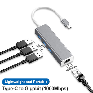 Siêu Slim 4-Port USB-C <span class=keywords><strong>Adapter</strong></span> USB 3.0 Type-C HUB với RJ 45 1000Mbps USB-C HUB cho truyền dữ liệu thả sản phẩm cho máy tính bảng - Product Image 2