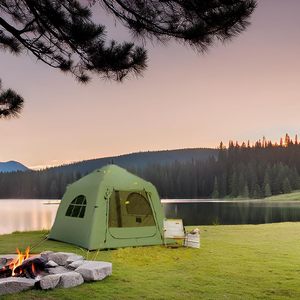 Tienda de Campaña Inflable Portátil Tipo Casa de Oxford Ultra Estable con Sistema de Anclaje y Estructura a Prueba de Viento Habitaciones Interiores Extraíbles para Camping y Festivales - Product Image 5