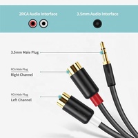 Câble audio stéréo court de 30 cm, prise jack 3,5 mm femelle, 2 connecteurs RCA mâle, boîtier en métal PVC, adaptateur pour téléphone portable, écouteurs