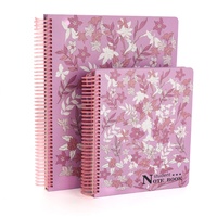 Petit carnet de style floral et frais, violet-rose, papiers de haute qualité, carnet d'étudiant A4
