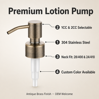 Pompe à savon liquide personnalisée pour usine, distributeur de savon à pression manuelle en acier inoxydable, pompe à lotion 28 mm pour bocal Mason