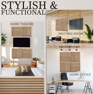 โรงงานออกแบบใหม่แผงผนังไม้<span class=keywords><strong>ระแนง</strong></span>อะคูสติกแผงผนังทีวี<span class=keywords><strong>ไม้</strong></span> - Product Image 4