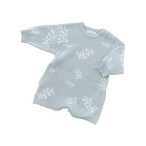 Neonato inverno carino tuta moda infantile manica lunga pagliaccetto bambini ragazza personalizzata tuta corta in maglia floreale